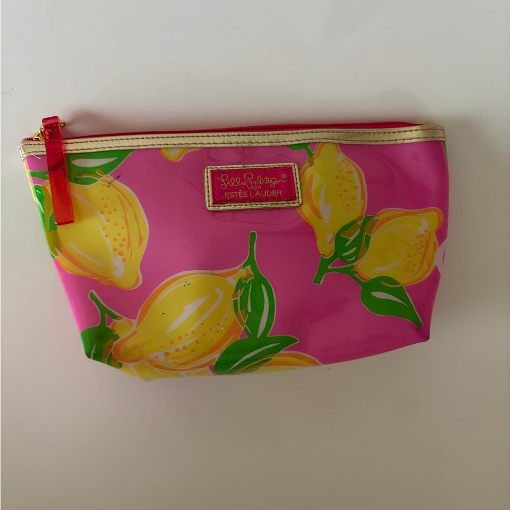 Lilly Pulitzer Vibrant Pink and Yellow Lemon Cosmetic Bag